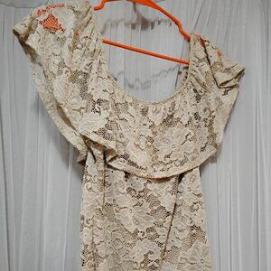 AGACI | Off the shoulder Beige Top Shirt | Womens Size XS / Juniors Large